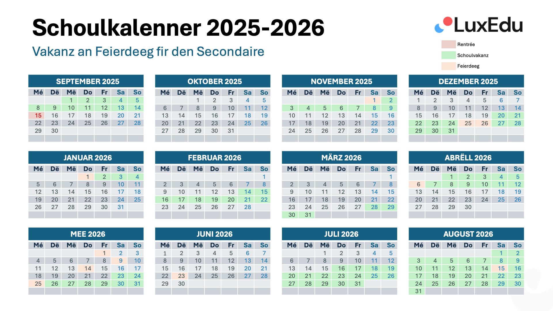 Schulkalender 2025-2026